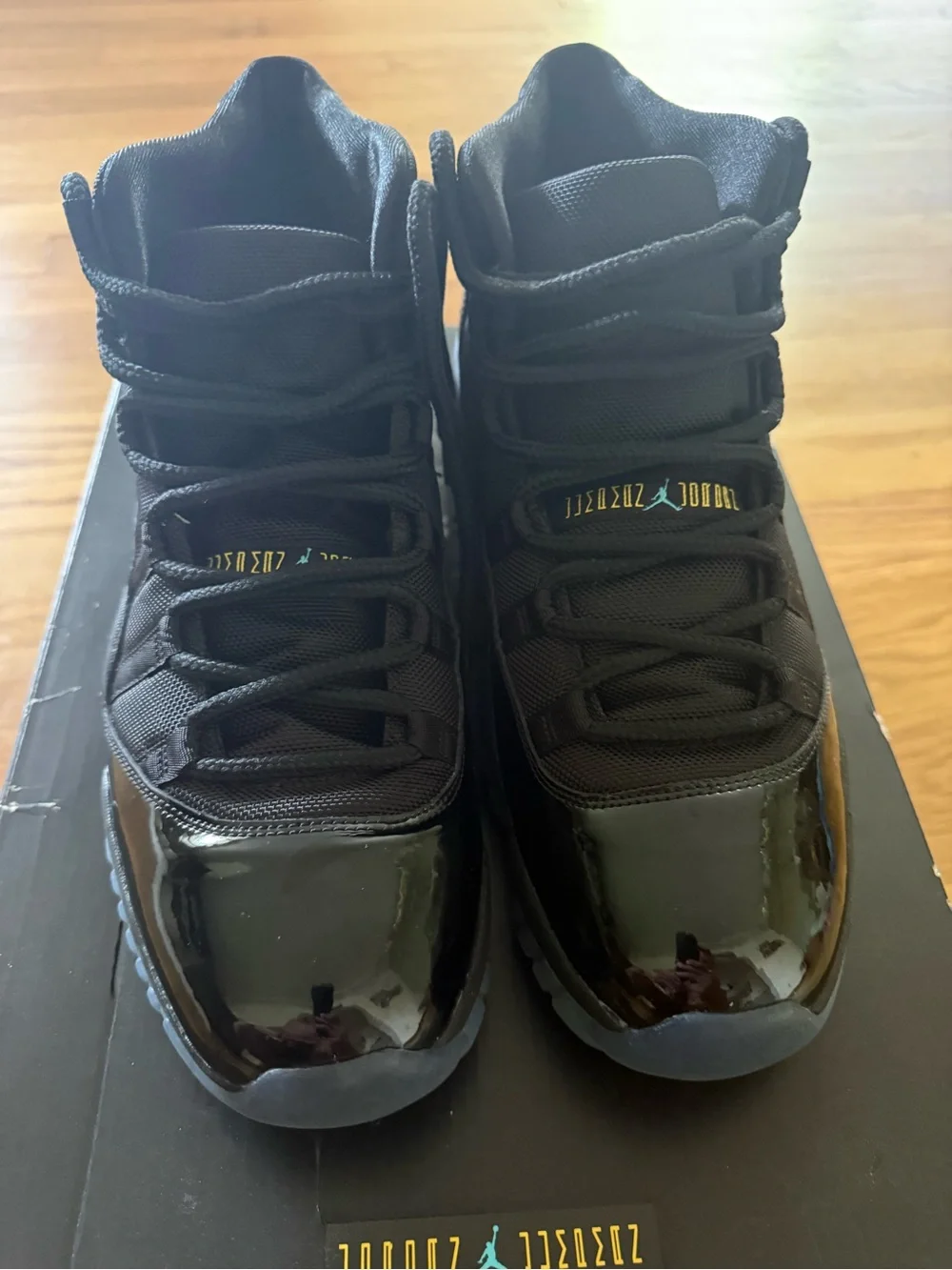 Jordan Retro 11 Athletic Shoes - Black with Teal Accents